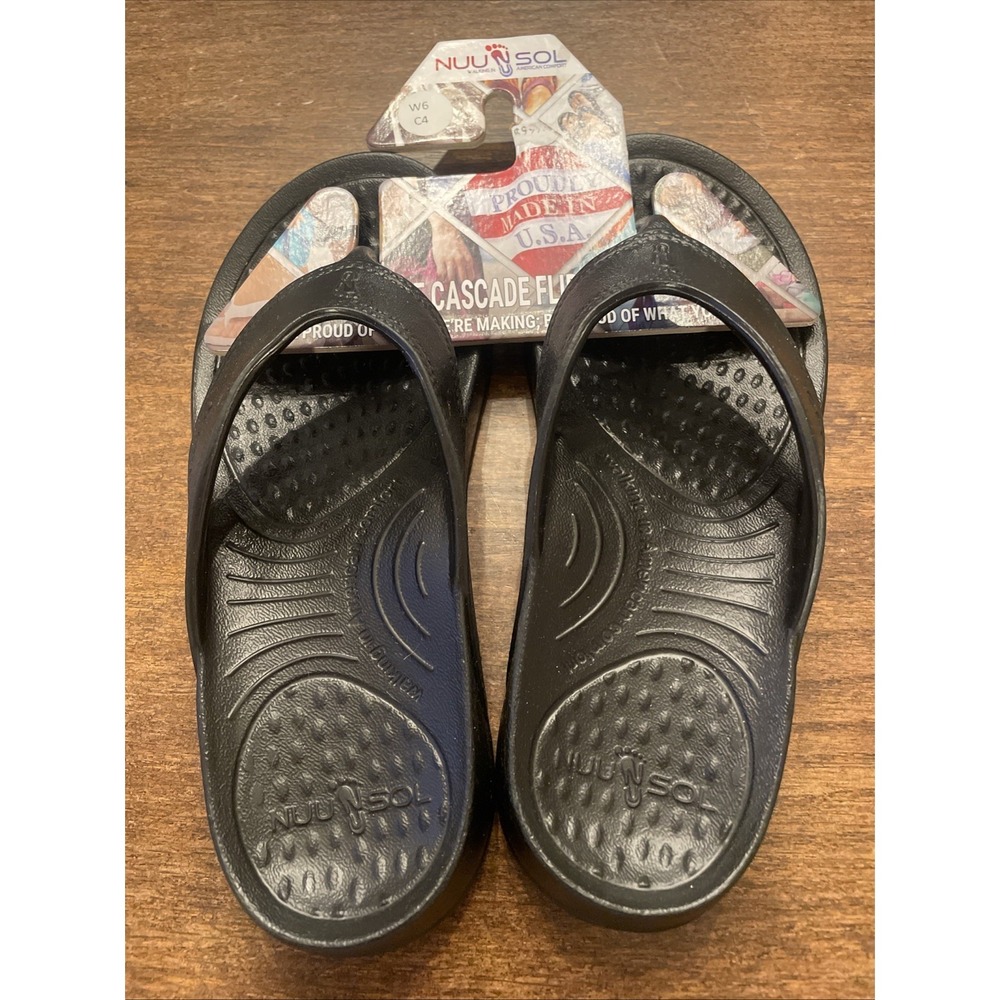 NUUSOL Cascade Women's Flip Flop Eclipse Black W 6 Child 4 USA Made New